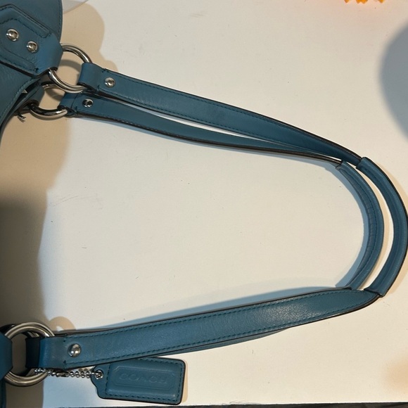 Coach Teal Leather Handbag shoulder bag hobo satchel - Picture 5 of 11